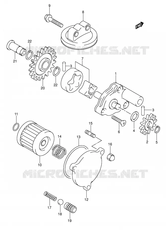 POMPE A HUILE Suzuki MOTO 400 DR-Z 2005  DR-Z400SK5(E3/E28)