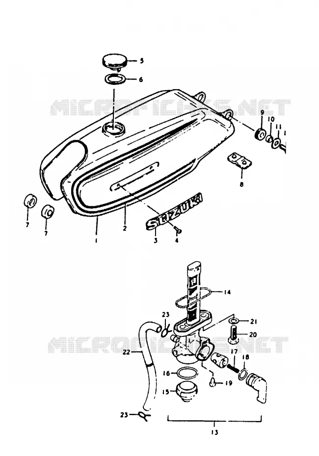 RESERVOIR D'ESSENCE (A100N) Suzuki MOTO 100 A100 1991  A100M(K/L/M/N/4)