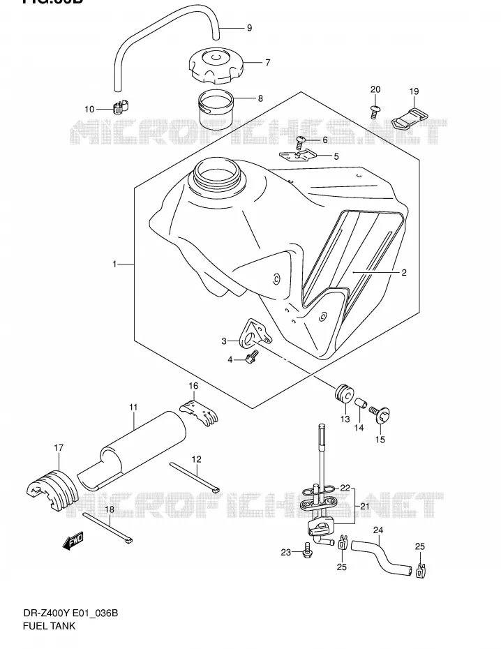 RESERVOIR D'ESSENCE (MODELE K2) Suzuki MOTO 400 DR-Z 2002  DR-Z400EK2(E1)