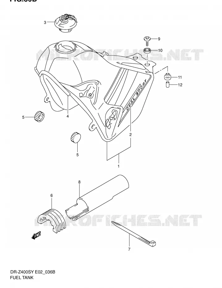 RESERVOIR D'ESSENCE (MODELE K2) Suzuki MOTO 400 DR-Z 2003  DR-Z400SK3(E2)