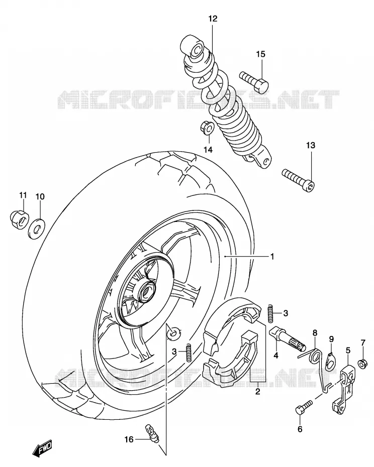 ROUE ARRIERE (MODELE AY50) Suzuki SCOOTER 50 KATANA 2001  AY50K1(P19)