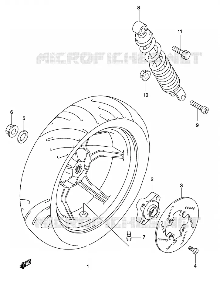 ROUE ARRIERE (MODELE AY50WK4) Suzuki SCOOTER 50 KATANA 2003  AY50SK3(P19)