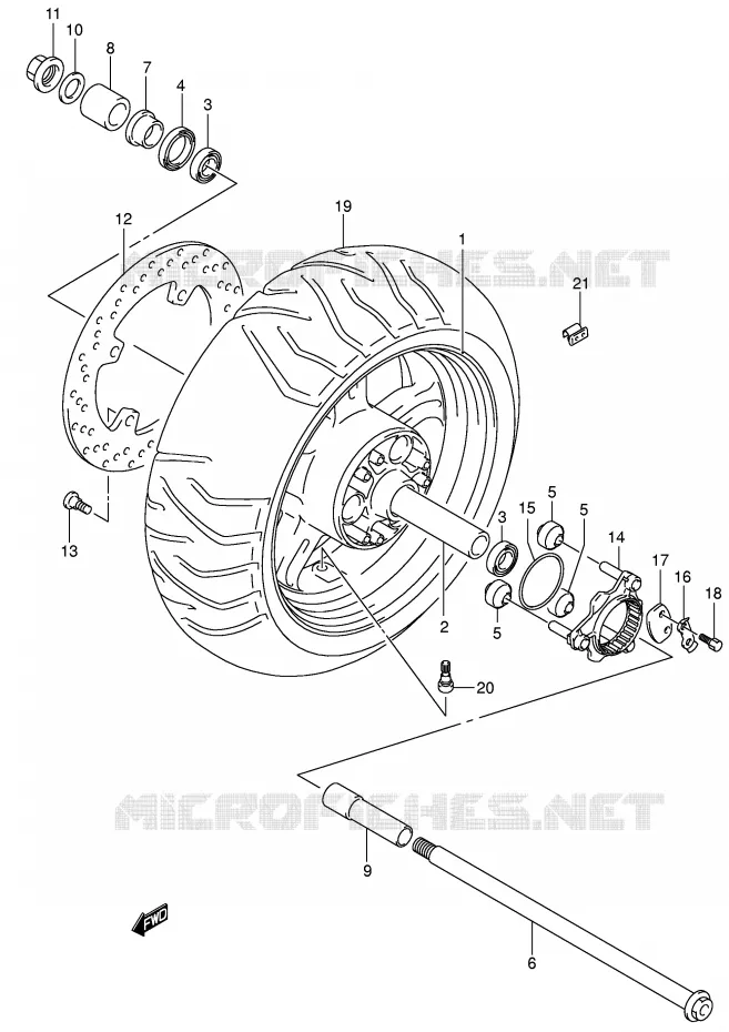 ROUE ARRIERE (MODELE K3) Suzuki SCOOTER 650 BURGMAN 2004  AN650AK4(E2)