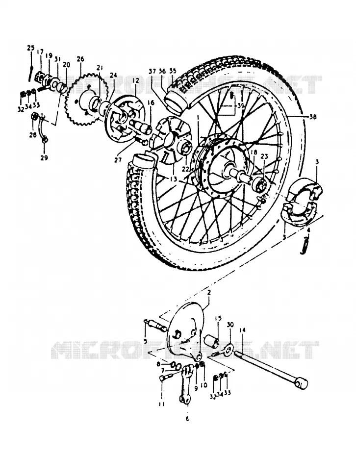 ROUE ARRIERE Suzuki MOTO 100 A100 1990  A100L(K/L/M/N/4)
