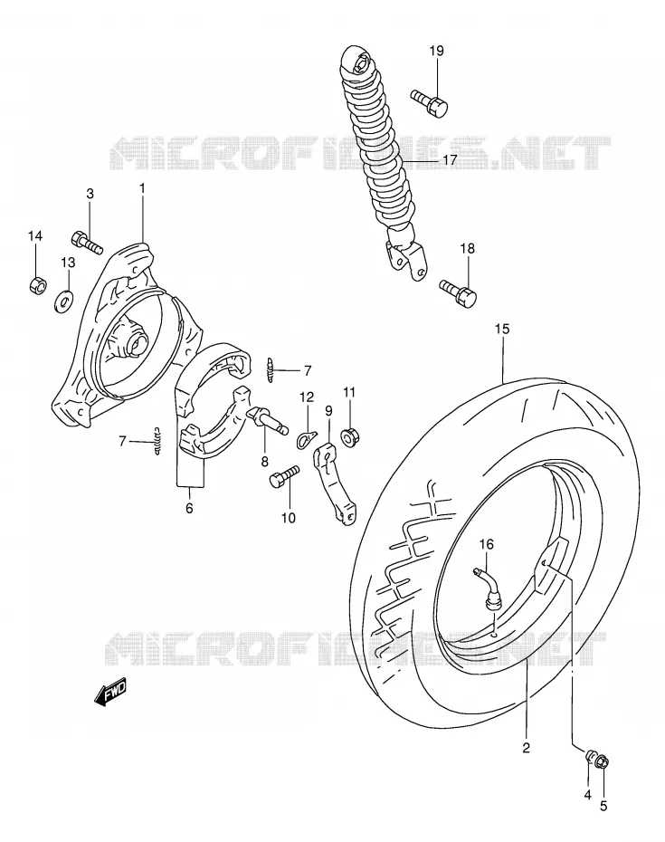 ROUE ARRIERE Suzuki SCOOTER 125 BURGMAN 1995  AN125S(E2)