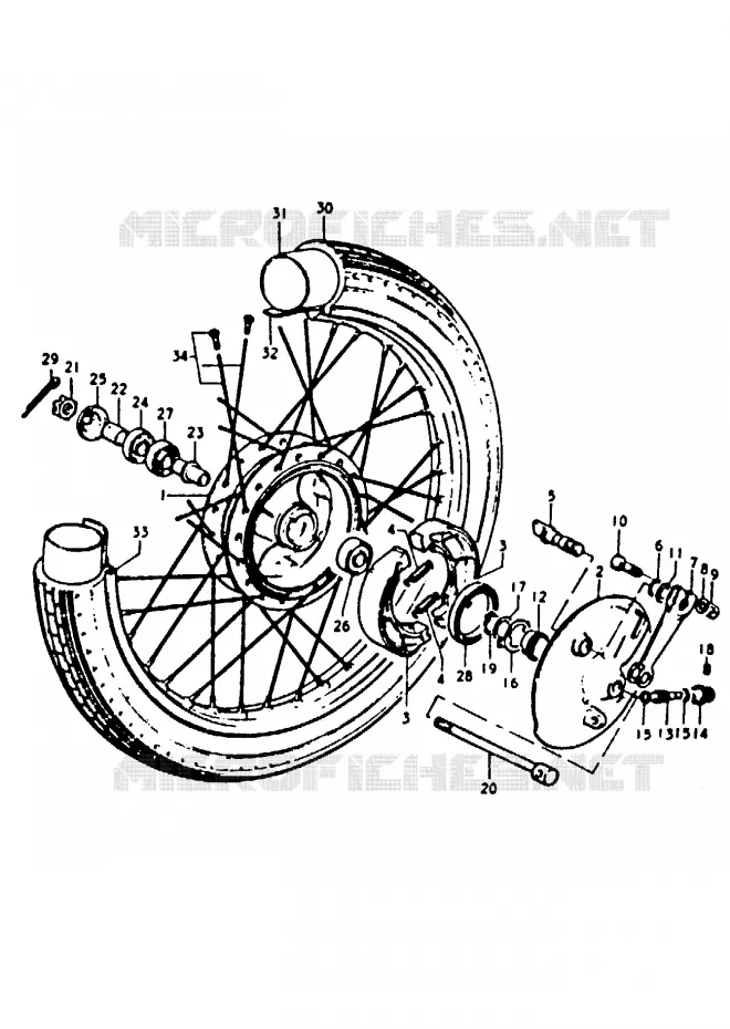 ROUE AVANT (A100-4,K,L,M) Suzuki MOTO 100 A100 1990  A100L(K/L/M/N/4)
