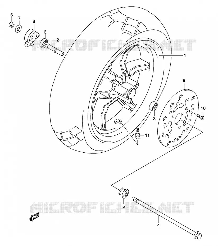 ROUE AVANT (MODELE K1/K2/K3) Suzuki SCOOTER 50 KATANA 2004  AY50K4(P19)