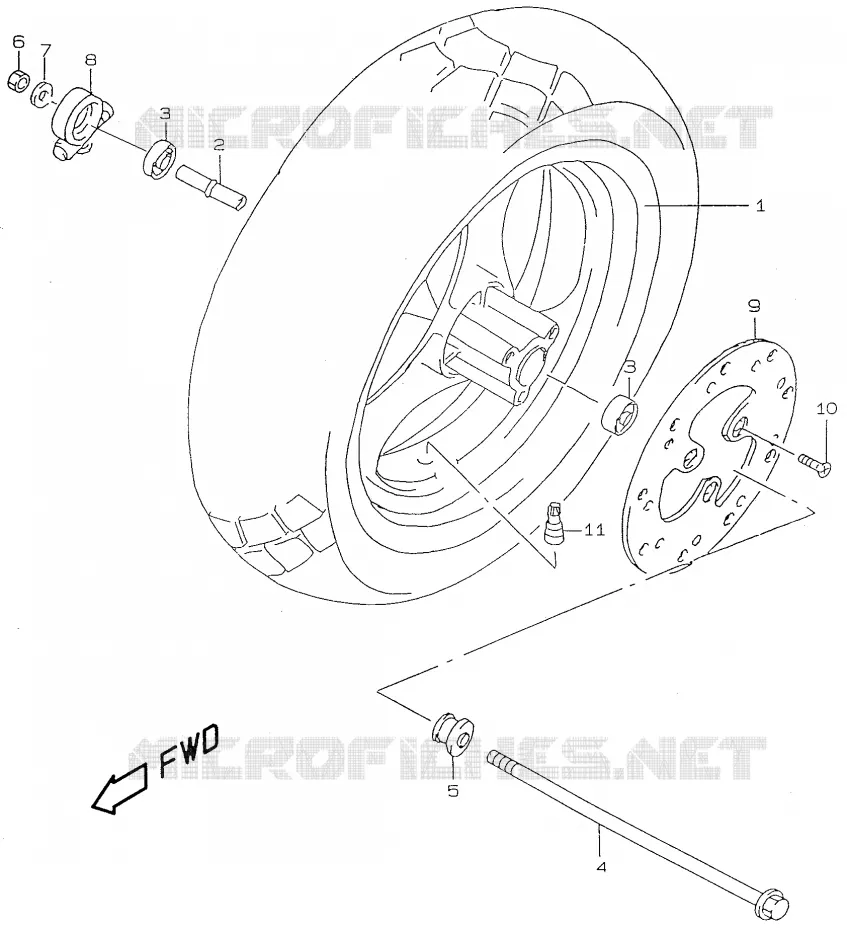 ROUE AVANT (model Y) Suzuki SCOOTER 50 KATANA 2000  AY50WRY(V/W/X/Y)