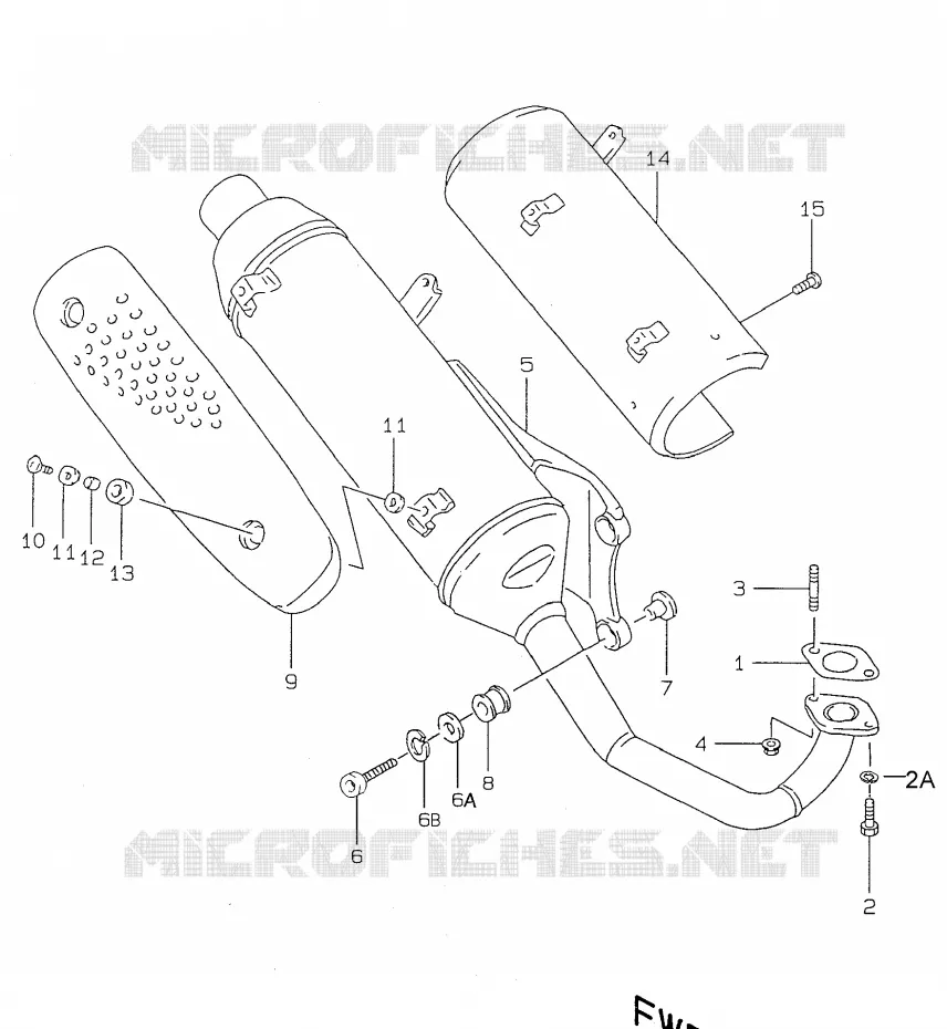 SILENCIEUX ( model V, model W except P4) Suzuki SCOOTER 50 KATANA 1998  AY50WW(V/W/X/Y)