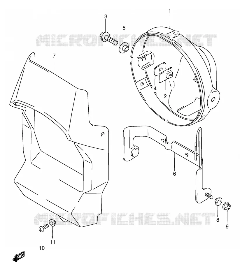 SUPPORT - CARENAGES DE PHARE Suzuki MOTO 200 DF 1996  DF200ET(E24)