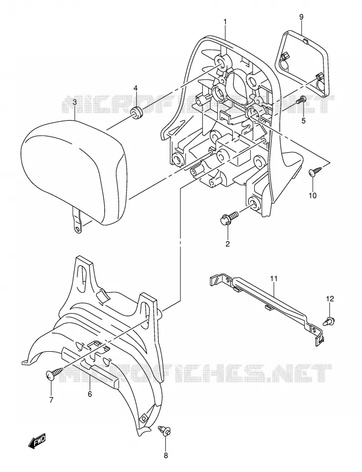 SUPPORT DOSSERET (CENTER)(MODELE K3) Suzuki SCOOTER 250 BURGMAN 2003  AN250K3(E2)