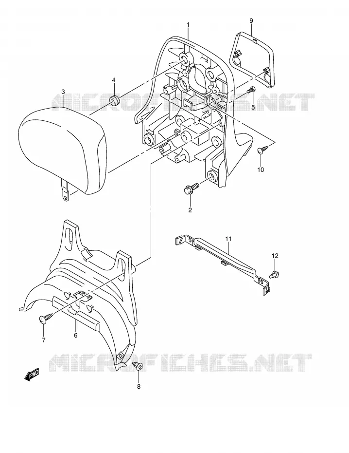 SUPPORT DOSSERET (CENTER)(MODELE K4) Suzuki SCOOTER 400 BURGMAN 2005  AN400SK5(E2)
