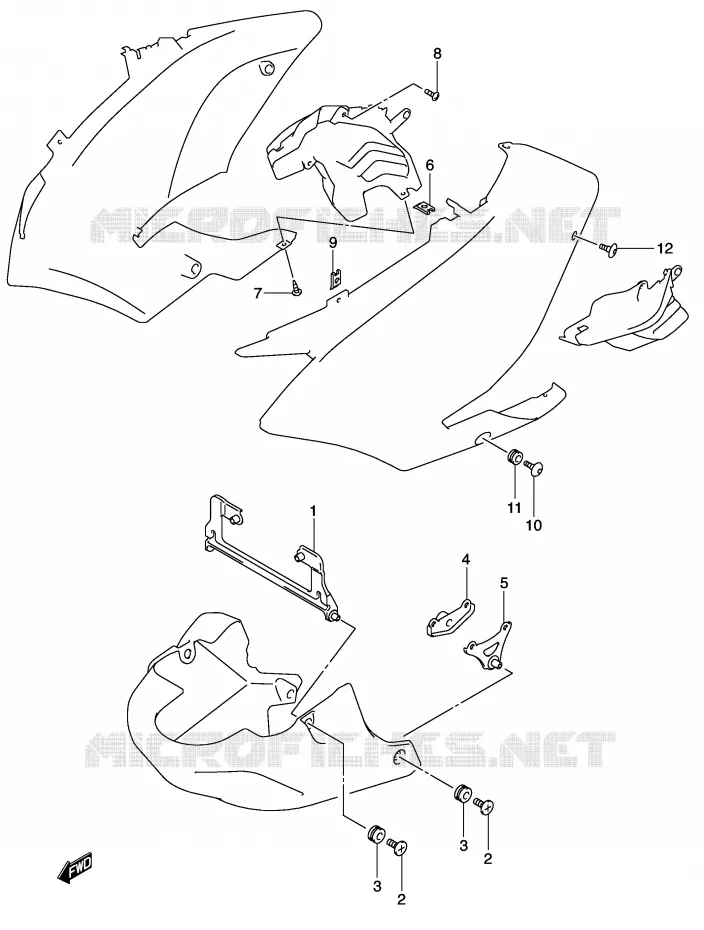 SUPPORTS / FIXATIONS CARENAGES Suzuki MOTO 1000 V-STROM 2003  DL1000K3(E2)