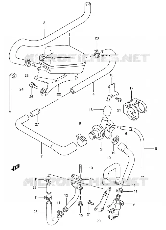 SYSTÈME DE RECYCLAGE GAZ D'ECHAPPEMENT (E18) Suzuki SCOOTER 125 BURGMAN 1996  AN125T(E2)