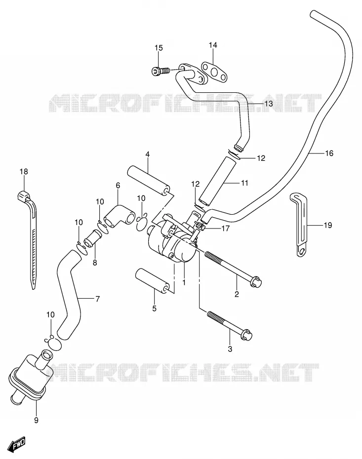 SYSTEME RECYCLAGE GAZ ECHAPPEMENT Suzuki MOTO 400 DR-Z 2001  DR-Z400SK1(E2)