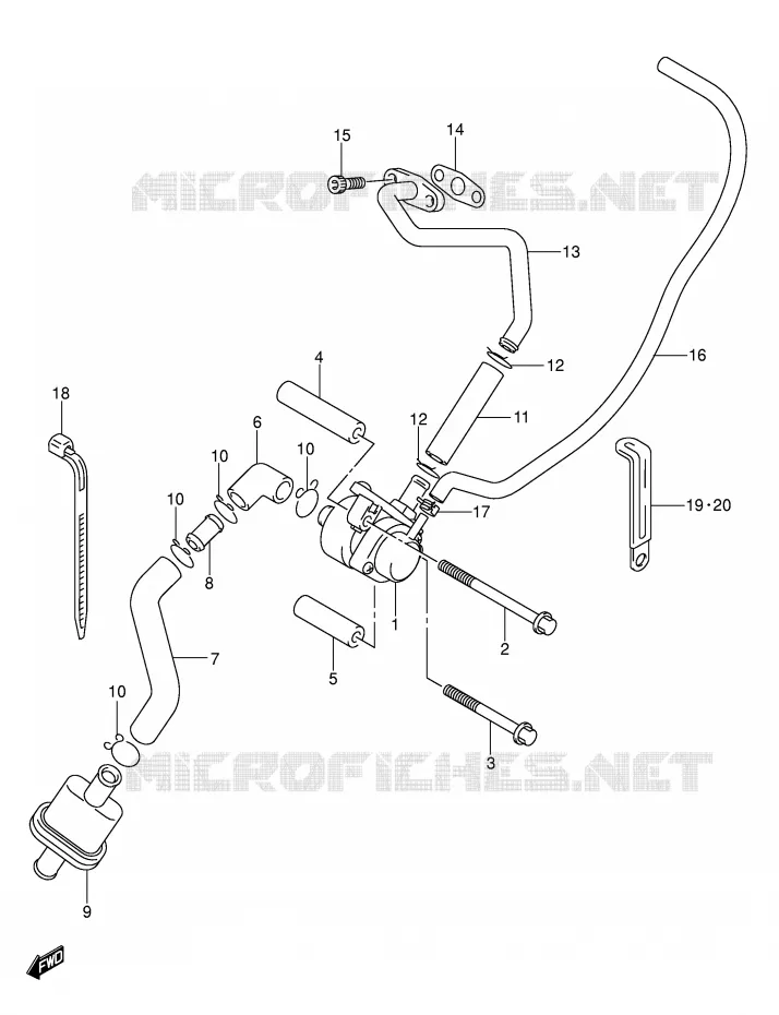 SYSTEME RECYCLAGE GAZ ECHAPPEMENT Suzuki MOTO 400 DR-Z 2005  DR-Z400SK5(E2)