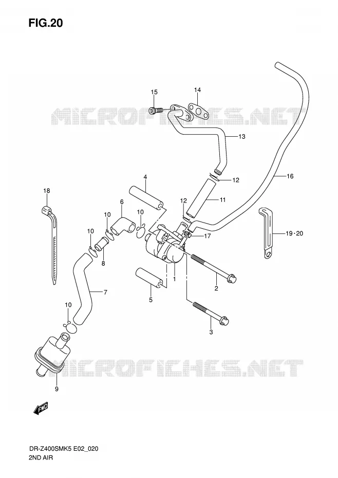 SYSTEME RECYCLAGE GAZ ECHAPPEMENT Suzuki MOTO 400 DR-Z 2007  DR-Z400SMK7(E2)