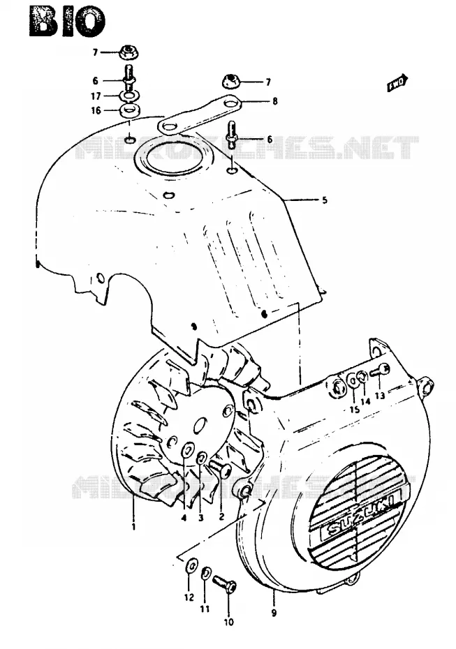 VENTILATEUR DE REFROIDISSEMENT (MODELE D) Suzuki SCOOTER 50 CS 1983  CS50GD(Z/D)