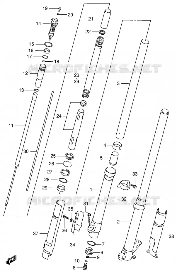 AMORTISSEUR AVANT (MODELE T) Suzuki MOTO 125 RM 2000  RM125Y(E2)