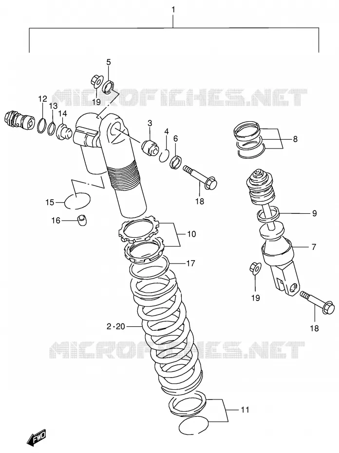 AMORTISSEUR (MODELE W) Suzuki MOTO 125 RM 1997  RM125V(E2)