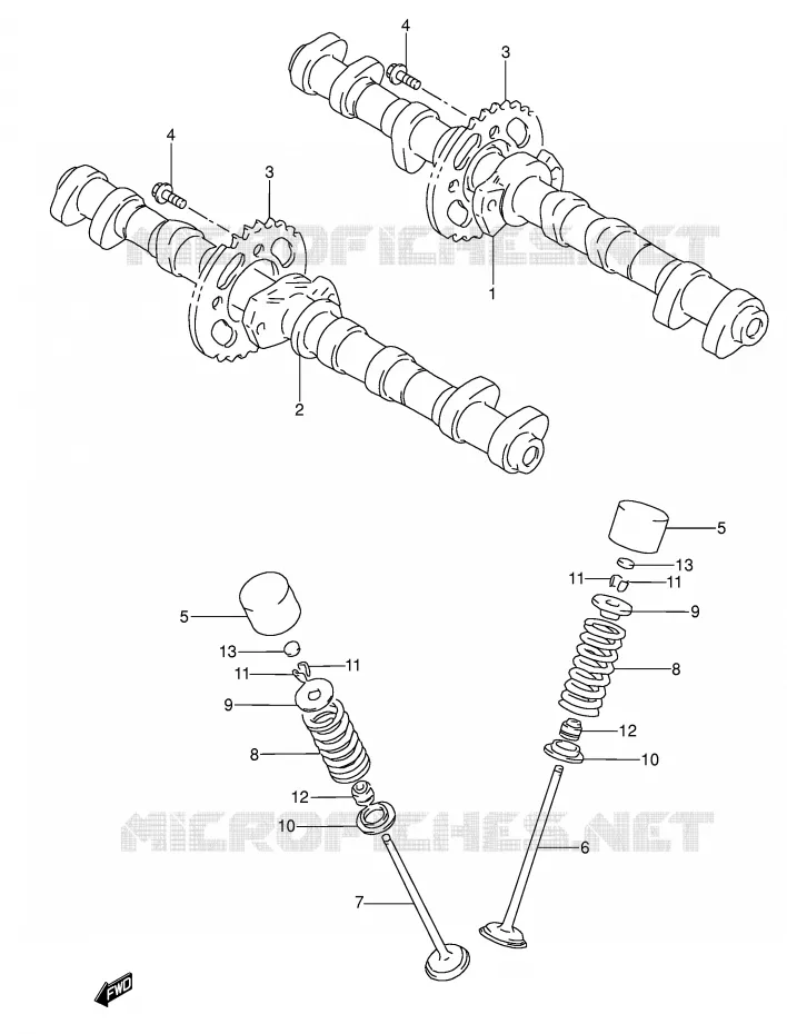 ARBRE A CAMES - SOUPAPES Suzuki MOTO 600 RF 1994  RF600RR(E2)