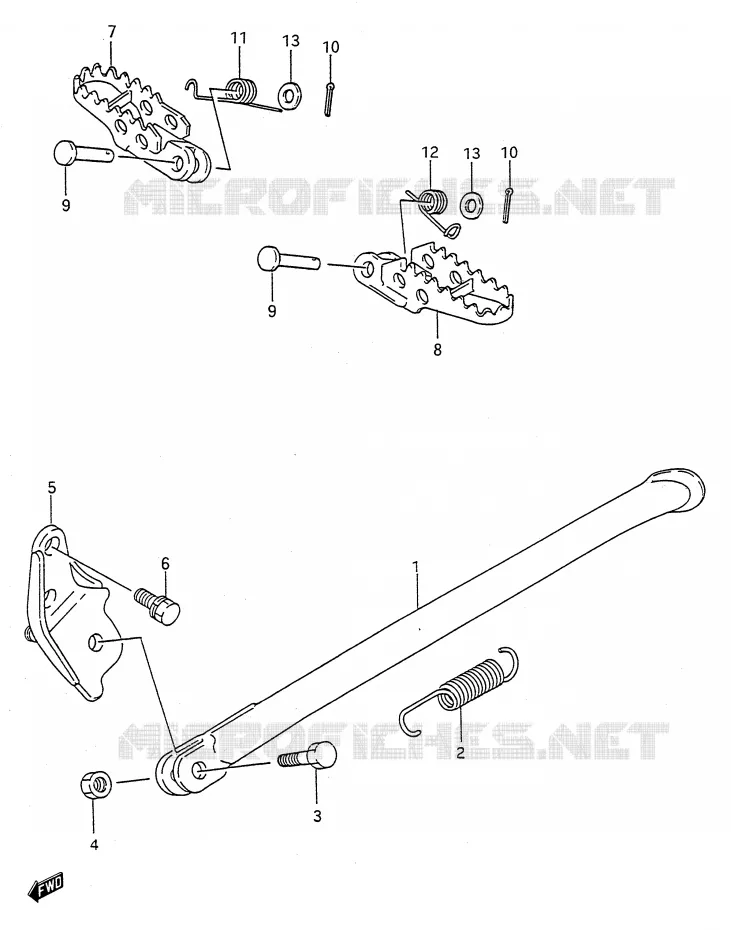 BEQUILLE - REPOSE PIED Suzuki MOTO 125 RM 1989  RM125K(E28)