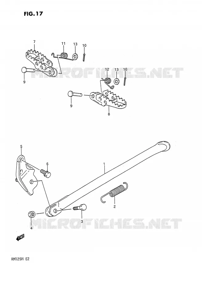 BEQUILLE - REPOSE PIED Suzuki MOTO 125 RM 1990  RM125L(E2)