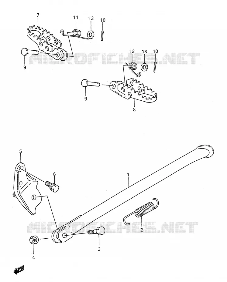 BEQUILLE - REPOSE PIED Suzuki MOTO 250 RM 1992  RM250 N (E03,E28,E33)
