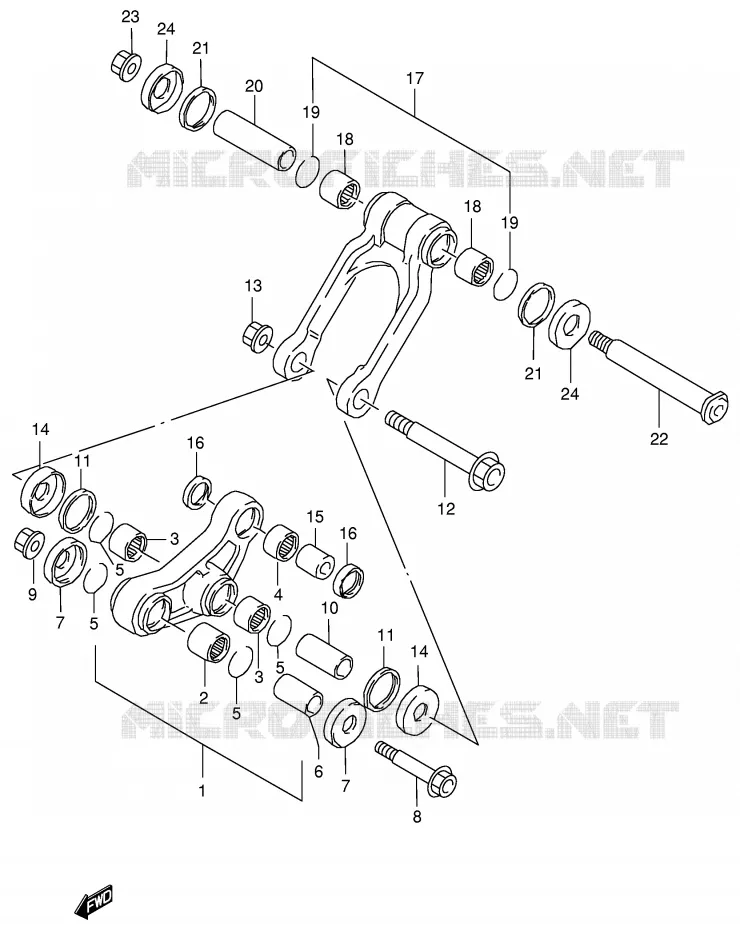BIELLETTE DE SUSPENSION ARRIERE (MODELE T/V) Suzuki MOTO 125 RM 1996  RM125T(E2)