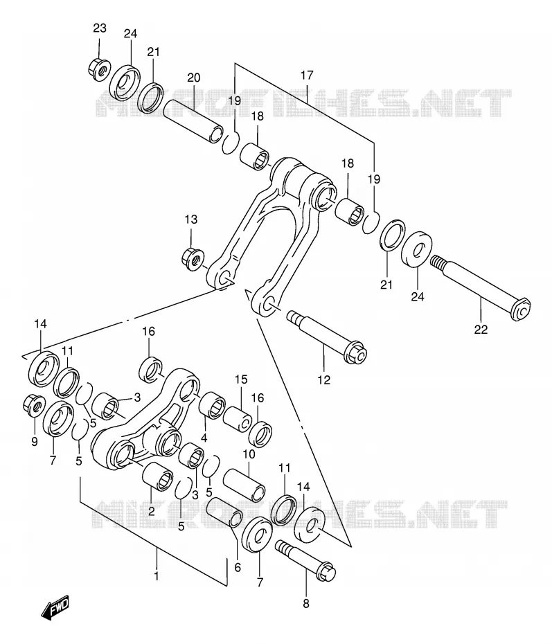 BIELLETTE DE SUSPENSION ARRIERE (MODELE T/V) Suzuki MOTO 250 RM 1998  RM250W(E3/E28)