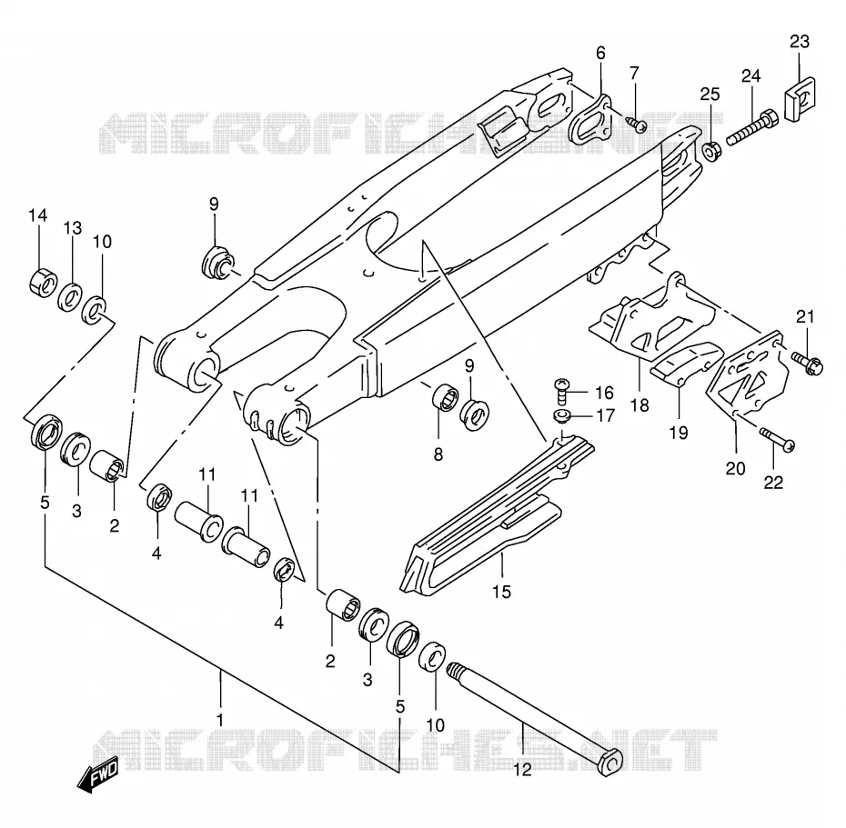 BRAS OSCILLANT ARRIERE (MODELE W) Suzuki MOTO 250 RM 1997  RM250V(E3/E28)