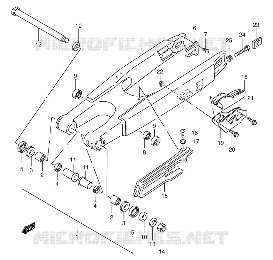 BRAS OSCILLANT ARRIERE (MODELE Y) Suzuki MOTO 250 RM 2000  RM250Y(E3/E28)