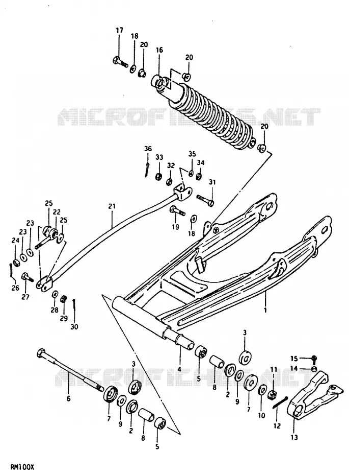 BRAS OSCILLANT ARRIERE (RM100T, RM100X) Suzuki MOTO 100 RM 1992  RM100N(N/T/X)