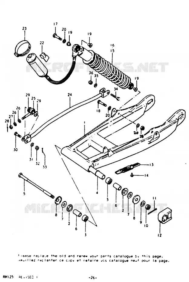 BRAS OSCILLANT ARRIERE (RM125N) Suzuki MOTO 125 RM 1980  RM125T