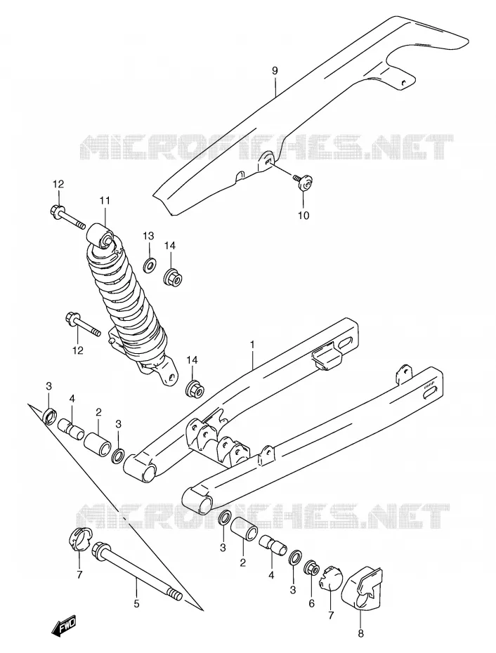 BRAS OSCILLANT ARRIERE Suzuki MOTO 50 RG 1994  RG50R(E6)