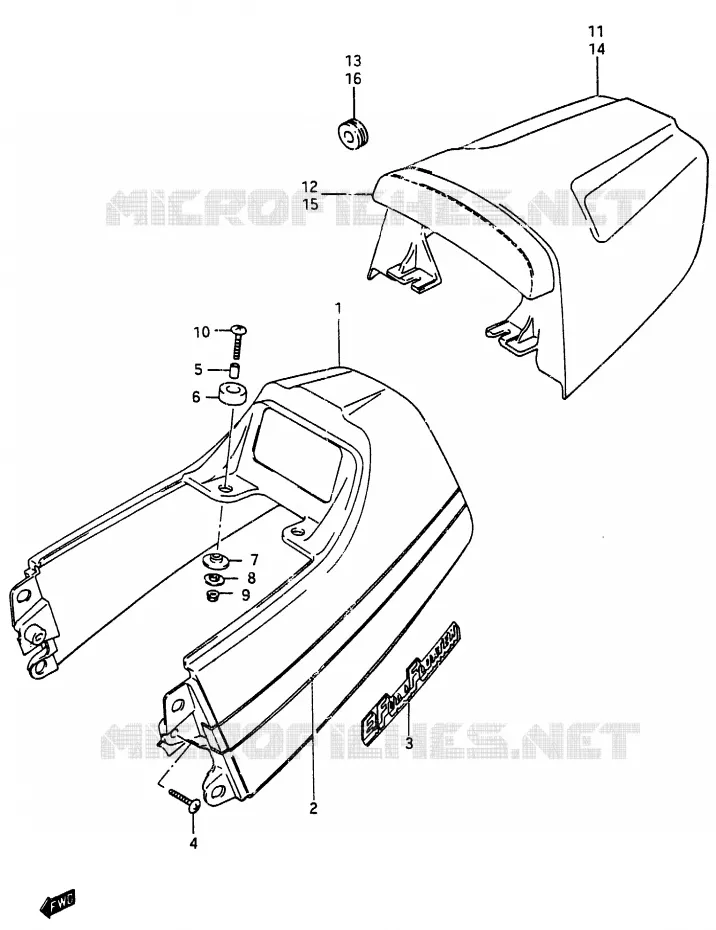 CARENAGE ARRIERE - CAPOT DE SELLE (RG250CH/FCH) Suzuki MOTO 250 RG 1987  RG250H(G/H)