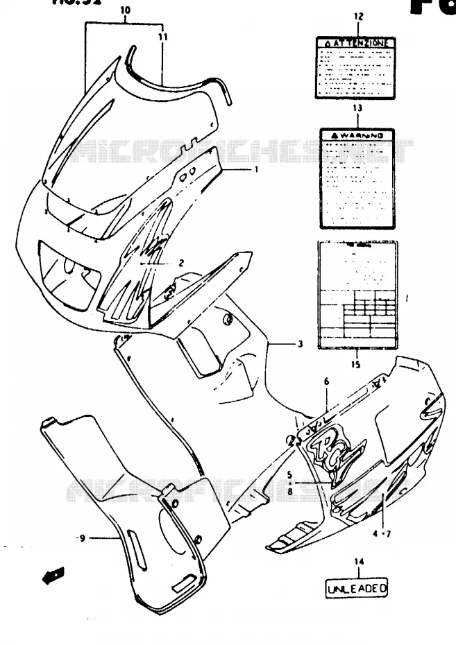 CARENAGES - ETIQUETTES (MODELE P 019) Suzuki MOTO 125 RG 1992  RG125FN(N/P/R)