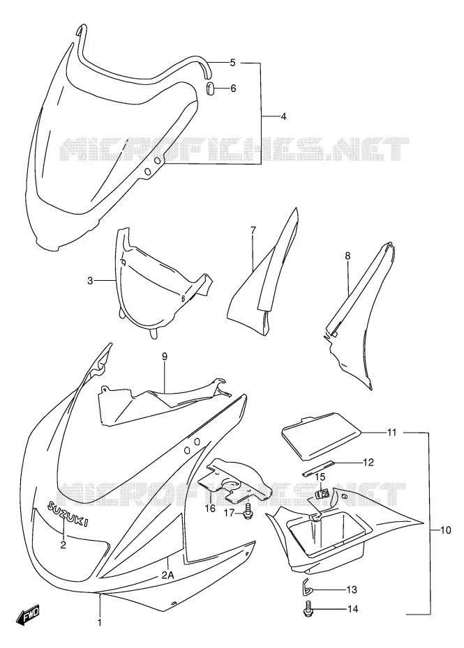 CARENAGES - ETIQUETTES (MODELE P/R/S/T) Suzuki MOTO 600 RF 1995  RF600RUS(E2)