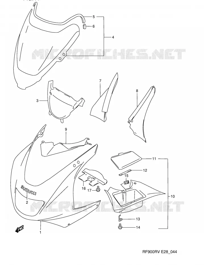 CARENAGES - ETIQUETTES (MODELE R) Suzuki MOTO 900 RF 1996  RF900RT(E28)