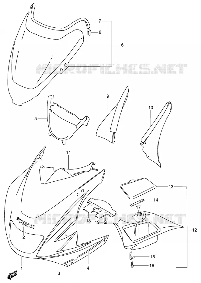 CARENAGES - ETIQUETTES (RF900RS2) Suzuki MOTO 900 RF 1996  RF900RT(E2)