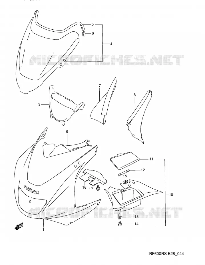 CARENAGES - ETIQUETTES Suzuki MOTO 600 RF 1994  RF600RR(E28)
