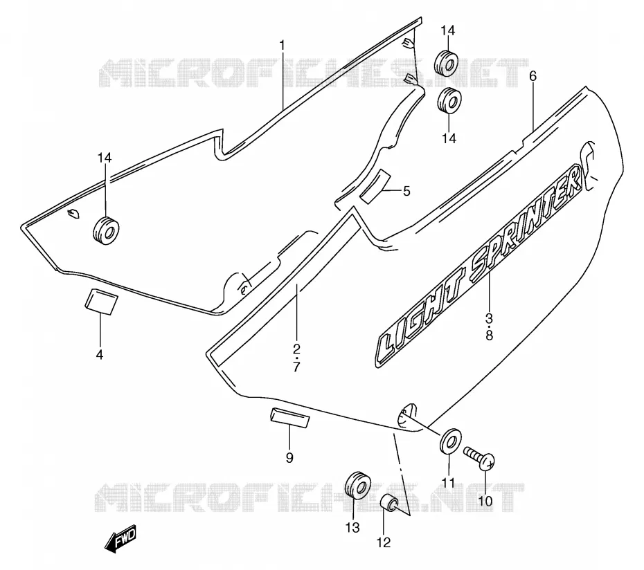 CARENAGES ARRIERE  (MODELE M E22 AG3,1ZX) Suzuki MOTO 80 RG 1985  RG80CF(E4)