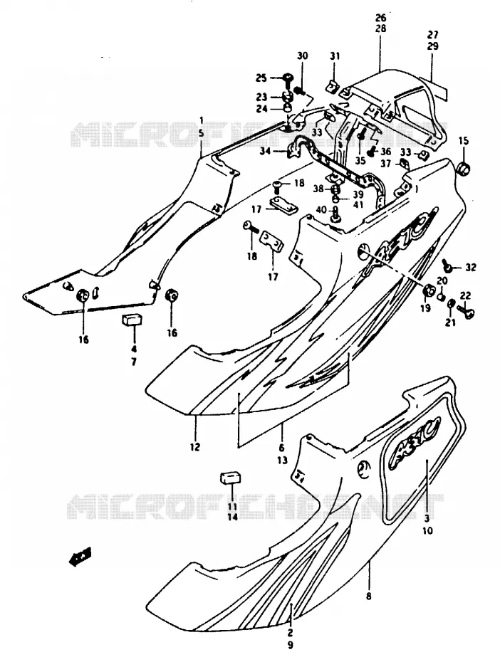 CARENAGES ARRIERE  (MODELE N) Suzuki MOTO 125 RG 1993  RG125FP(N/P/R)