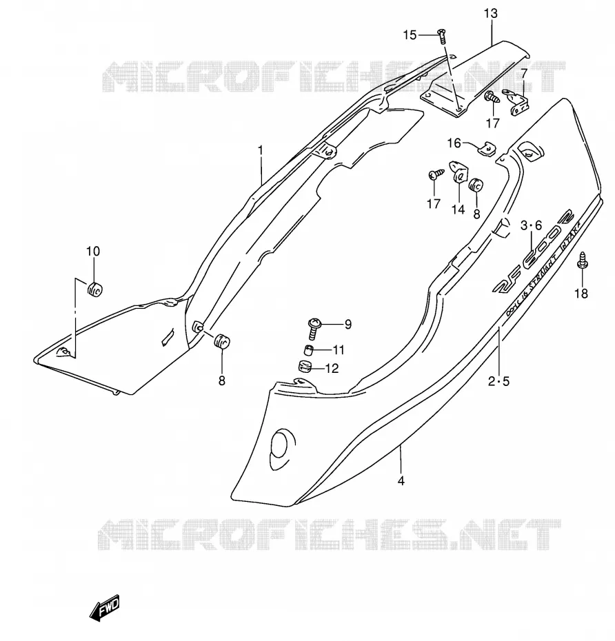 CARENAGES ARRIERE  (MODELE P/R/S/T) Suzuki MOTO 600 RF 1994  RF600RR(E2)