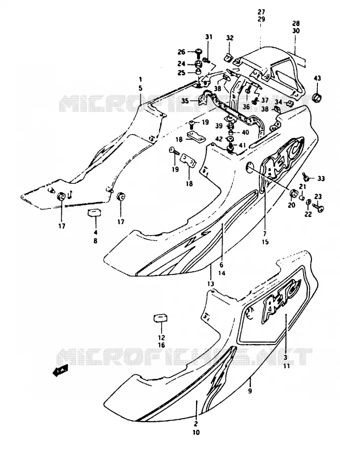 CARENAGES ARRIERE  (MODELE P) Suzuki MOTO 125 RG 1992  RG125FUN(N/P/R)