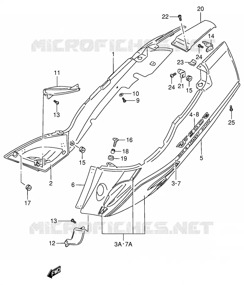 CARENAGES ARRIERE  (MODELE R/S) Suzuki MOTO 900 RF 1997  RF900RV(E2)