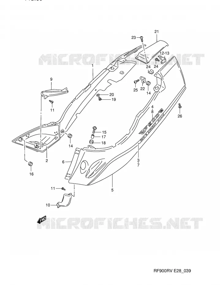 CARENAGES ARRIERE  (MODELE R) Suzuki MOTO 900 RF 1994  RF900RR(E28)
