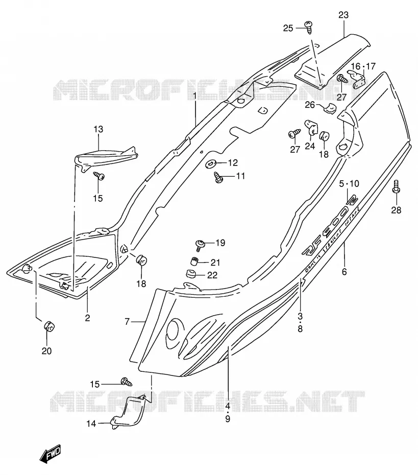 CARENAGES ARRIERE  (MODELE W) Suzuki MOTO 900 RF 1996  RF900RT(E2)