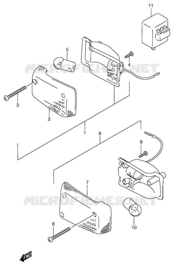 CLIGNOTANTS AVANT (MODELE T) Suzuki SCOOTER 50 Autres-modeles 1996  RC50T(E1)