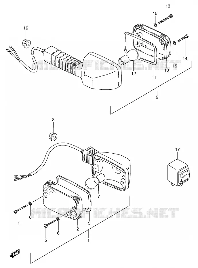 CLIGNOTANTS (E22) Suzuki MOTO 80 RG 1987  RG80CH(E4)
